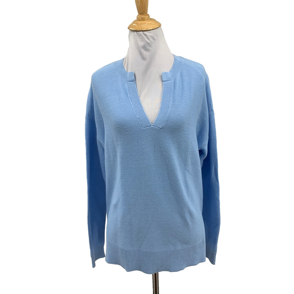 Loft Sweater Womens S Small Cloud Cotton Knit Notched V Neck Pullover Jumper